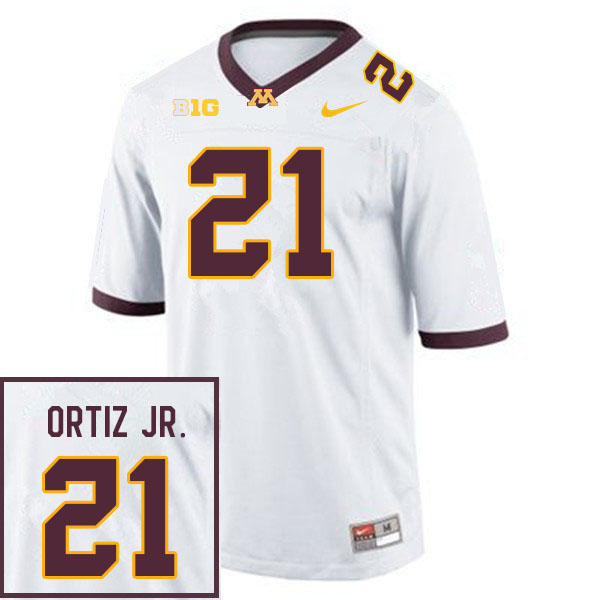Men #21 Steven Ortiz Jr. Minnesota Golden Gophers College Football Jerseys Sale-White - Click Image to Close